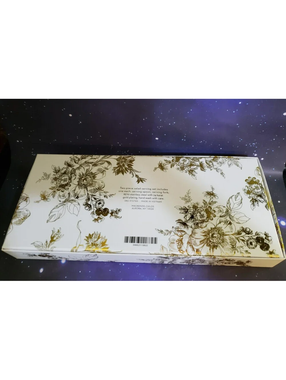 McKenzie Childs Gold Plated Salad Serving Set NEW IN BOX Check Pattern